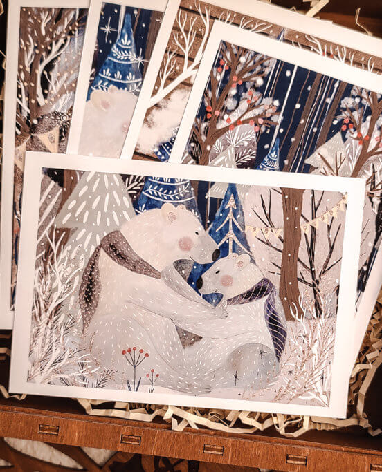 Набор новогодних открыток Сказка белые медведи - изображение 4