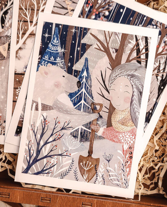 Набор новогодних открыток Сказка белые медведи - изображение 6