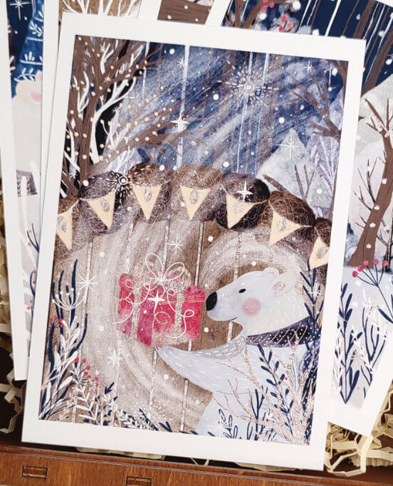 Набор новогодних открыток Сказка белые медведи - изображение 7